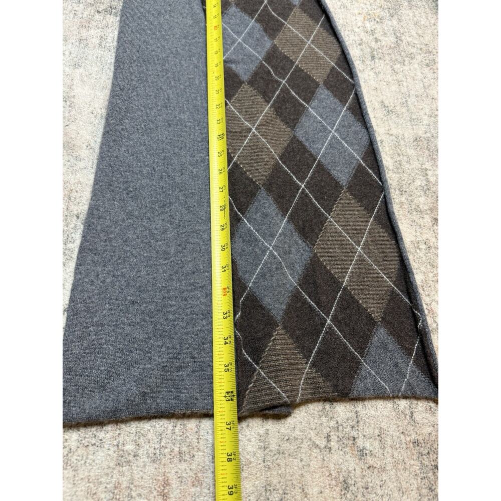 Cashmere Scarf Gray Brown Blue Diamond Argyle Preppy Cozy Classic Academia Cozy - Picture 6 of 8